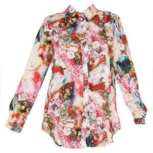 Rose femme renaissance print wide leg pants